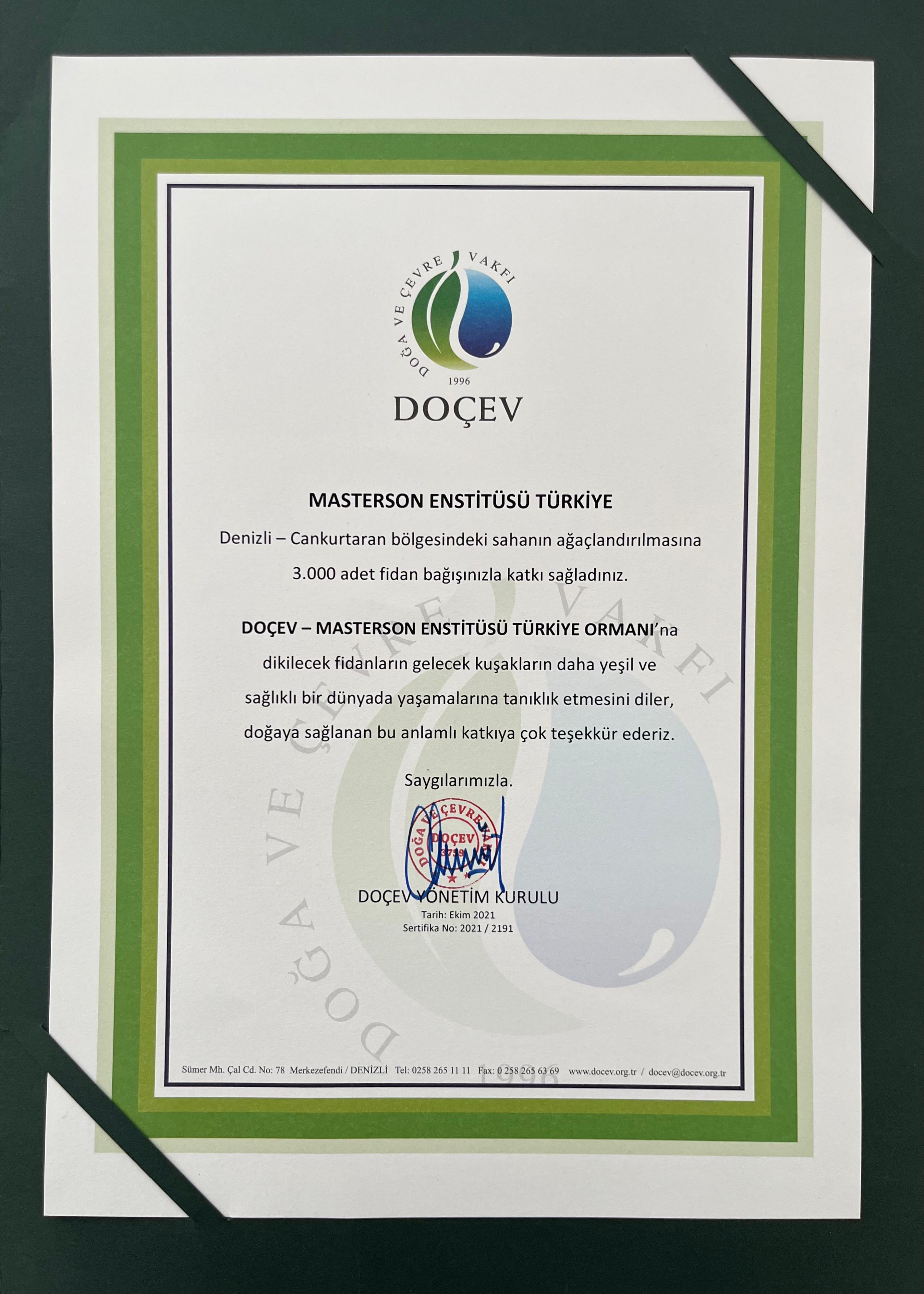 Doğa ve Çevre Vakfı Ağaçlandırma Projesi